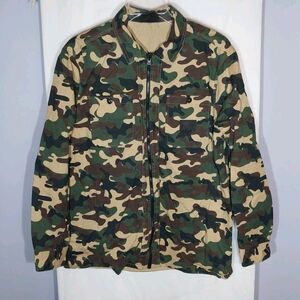 Dogg Supply Men’s Utility Jacket Large Reversible Camo Tan Full Zip